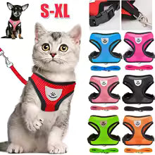 Cat Harness Vest Walking Lead Leash For Puppy Dogs Collar Polyester Adjustable Mesh Dog Harness For Small Medium Pet Accessories