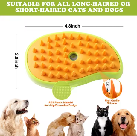 Steamy 3-in-1 Cat Steam Brush - Self-Cleaning for Dogs & Cats, Spray Massage Comb, Multifunctional Grooming Tool for Removing Tangled and Loose Hair