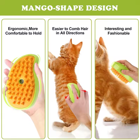 Steamy 3-in-1 Cat Steam Brush - Self-Cleaning for Dogs & Cats, Spray Massage Comb, Multifunctional Grooming Tool for Removing Tangled and Loose Hair