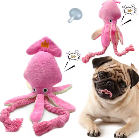 Dog Cat Cartoon Octopus Squeak Chew Toy Puppy Plush Cleaning Teeth Toy Pet Training