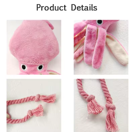 Dog Cat Cartoon Octopus Squeak Chew Toy Puppy Plush Cleaning Teeth Toy Pet Training