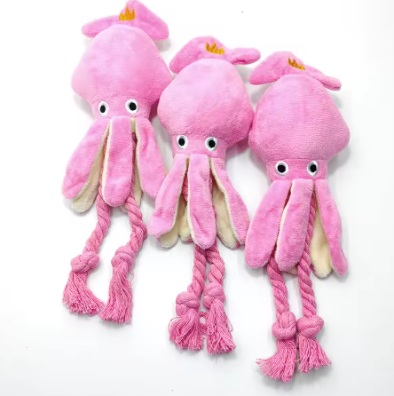 Dog Cat Cartoon Octopus Squeak Chew Toy Puppy Plush Cleaning Teeth Toy Pet Training