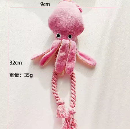 Dog Cat Cartoon Octopus Squeak Chew Toy Puppy Plush Cleaning Teeth Toy Pet Training